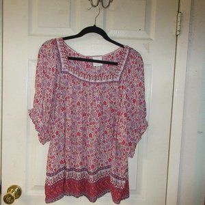 Knox Rose Peasant top Square neckline size XXL Floral print